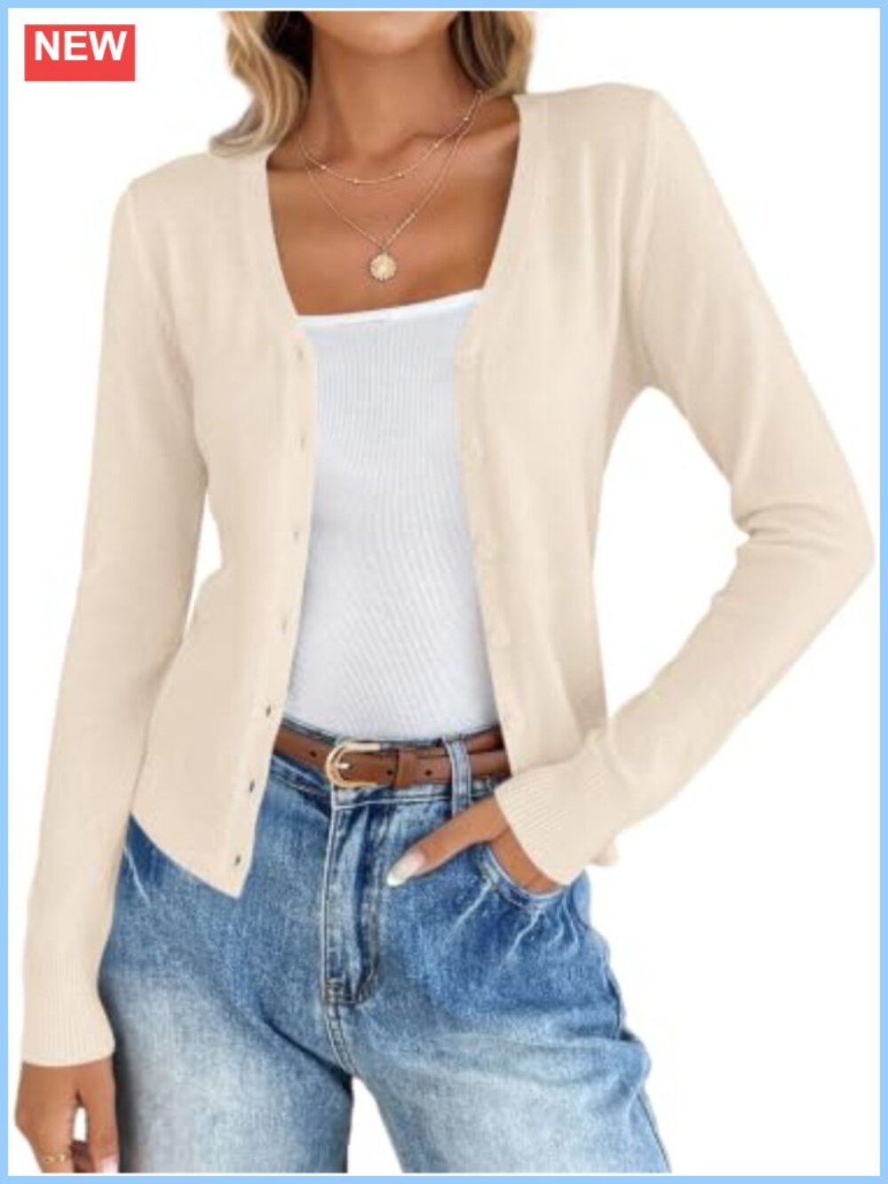 KIRUNDO Lightweight V Neck Button Up Cardigan Sweater for Women Fall